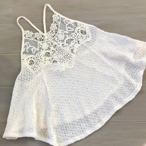 SALE! Crochet & Lace crop top in cream. Size S